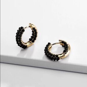 Black Pavè Huggie Hoops